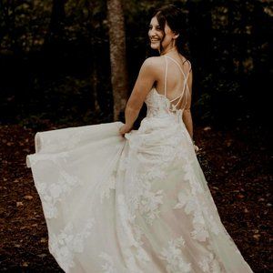 Martina Liana Wedding Dress with Cascading Cathedral Tulle Veil